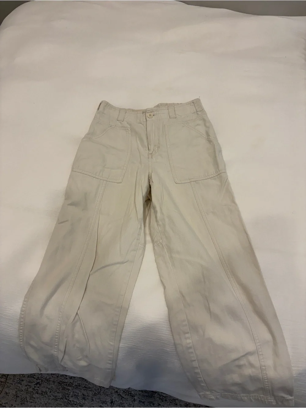 Women’s Cream Straight-Leg Utility Pants